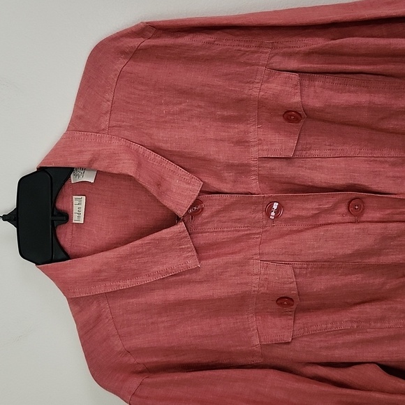 Linden Hill 2 piece linen jacket & pants, rusty red summer drawstring pull on - Picture 3 of 12